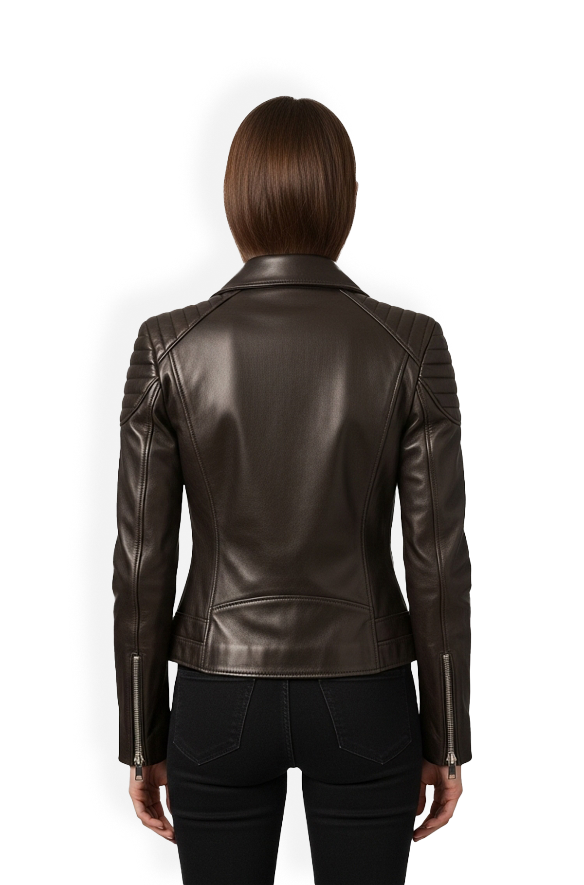 Dark Brown Leather Biker Jacket