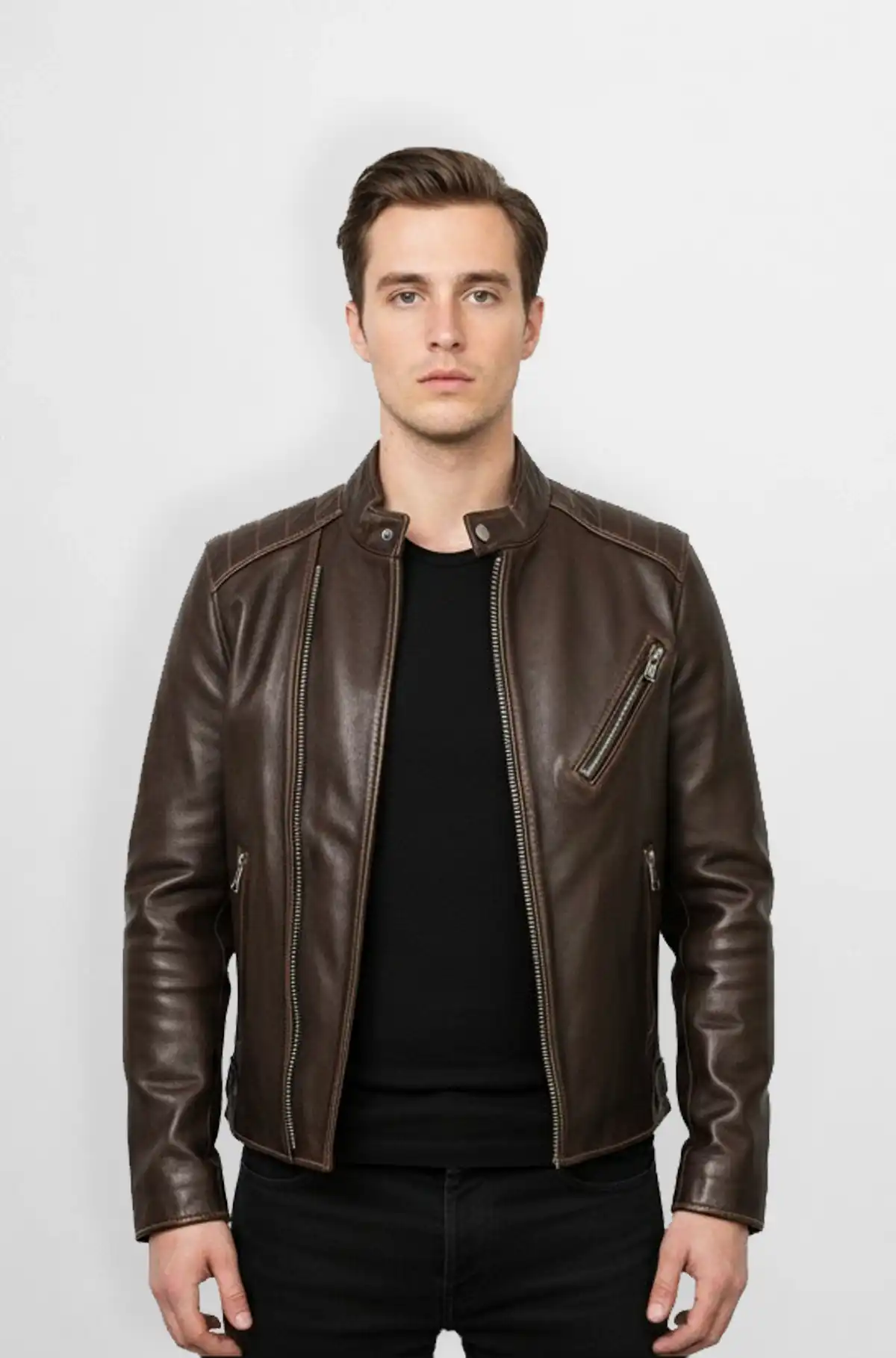 Dark Chocolate Brown Classic Moto Leather Jacket