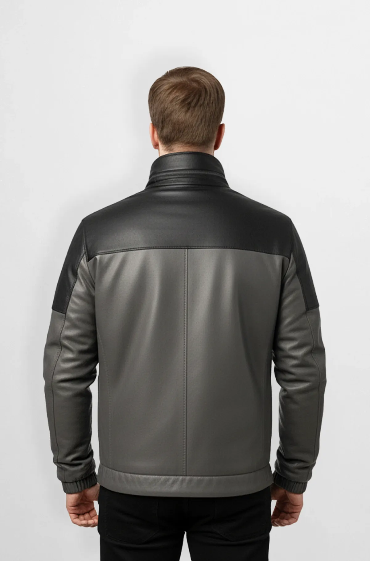 Dark Grey with Black Accents Leather Jacket
