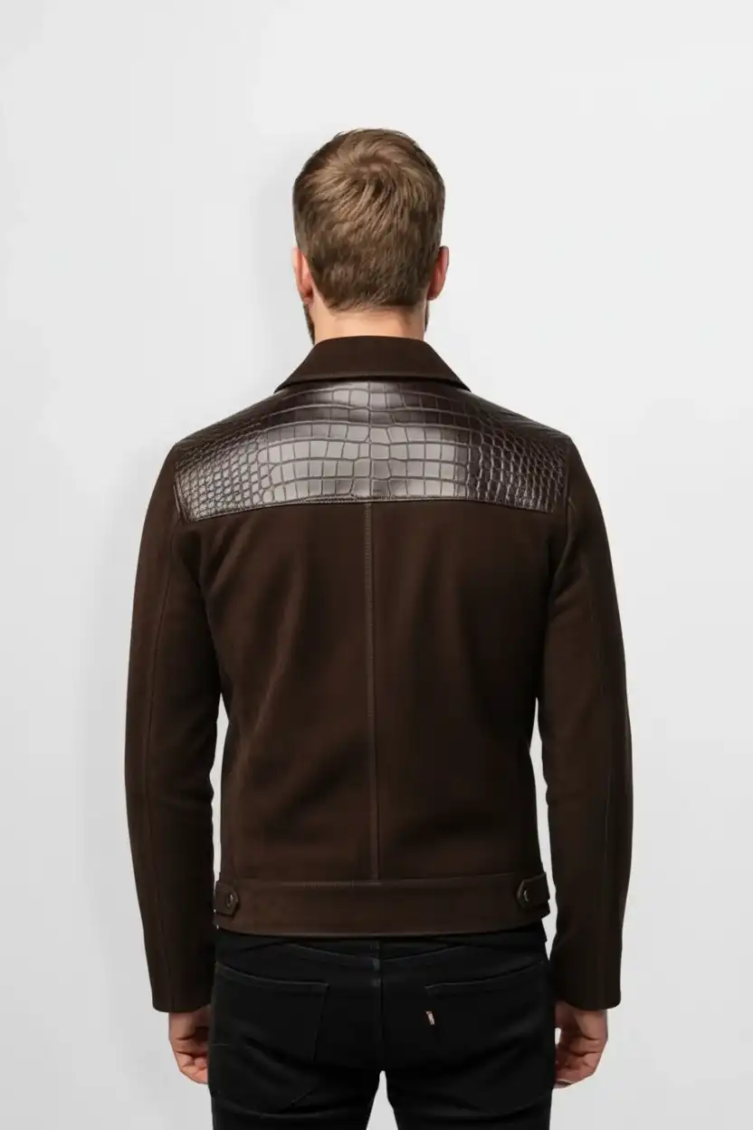 Garrison Luxe Croc Panel Suede Jacket