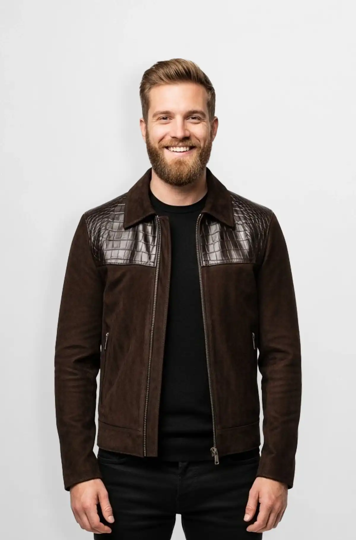 Garrison Luxe Croc Panel Suede Jacket