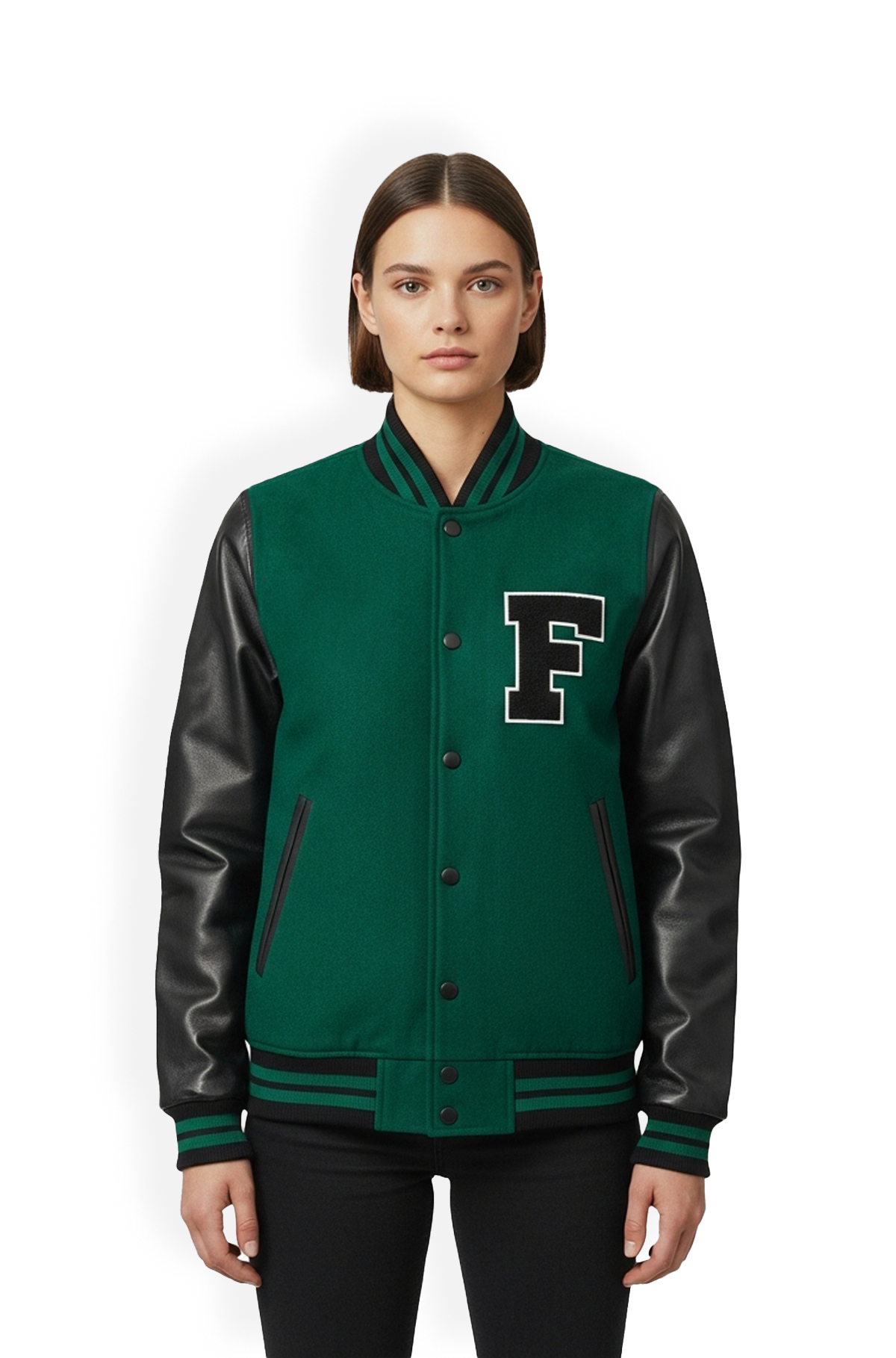 Green Black Varsity Leather Jacket