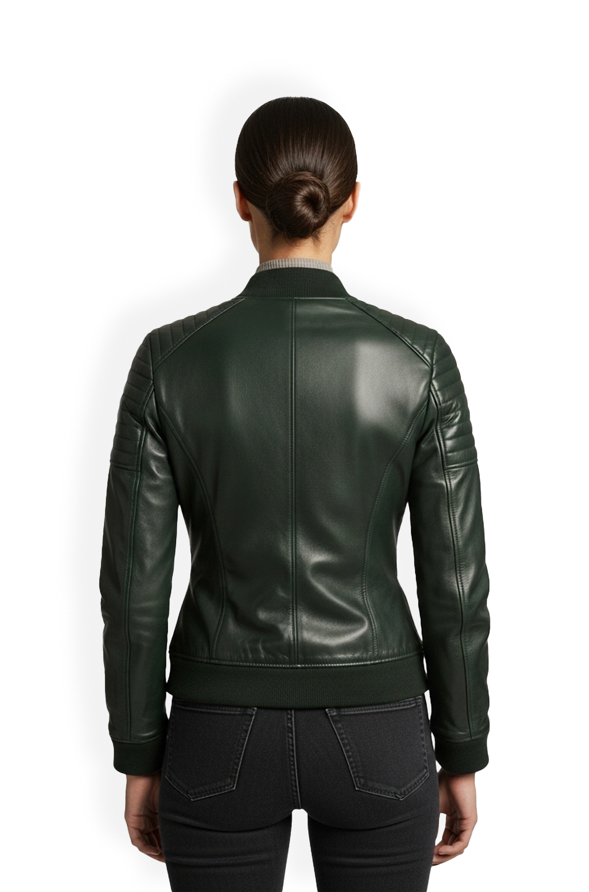 Green Leather Bomber Jacket