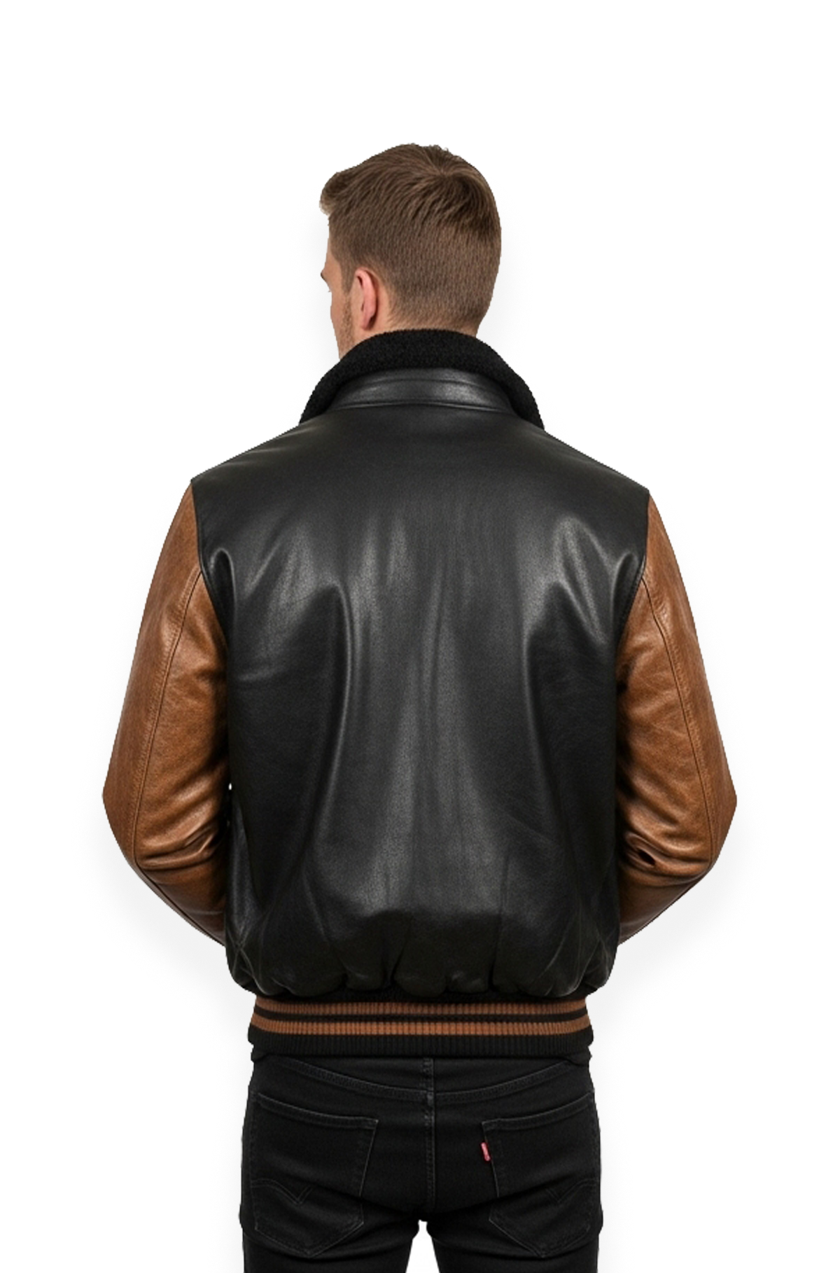 Heritage Luxe Black and Brown Varsity Leather Jacket