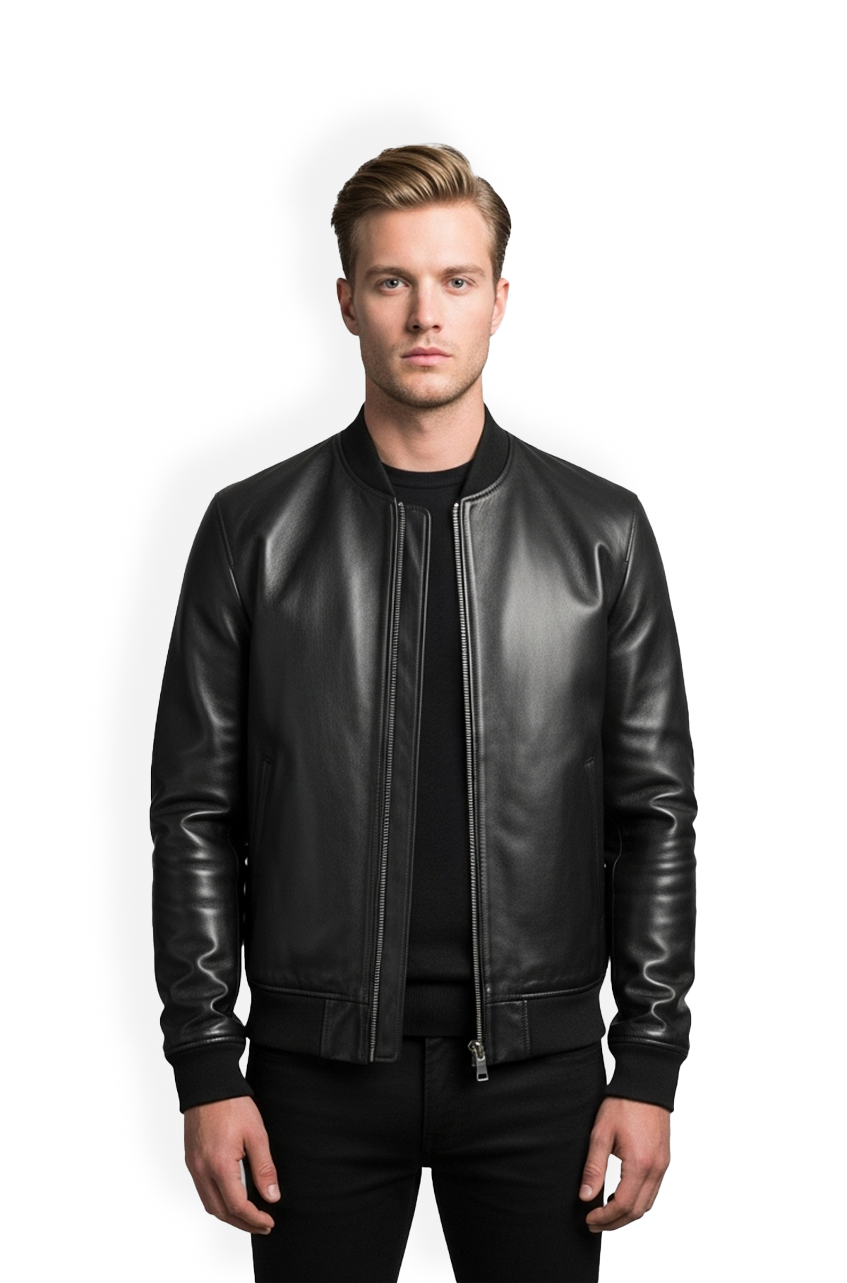 Jet Black Valor Bomber Leather Jacket