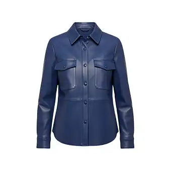 Leather Blue Shirt Jackets