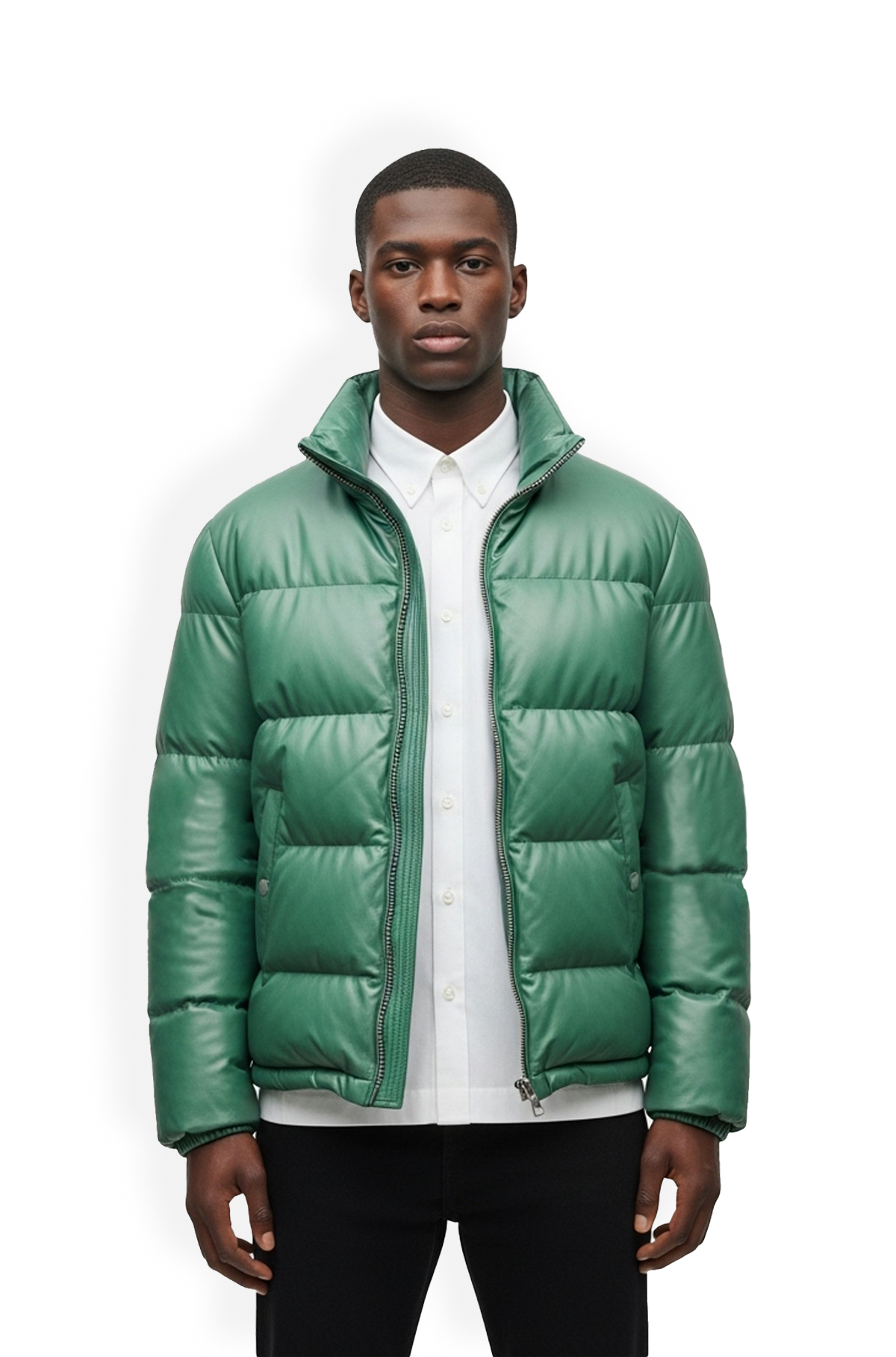 Light Green Puffer Jacket for Men