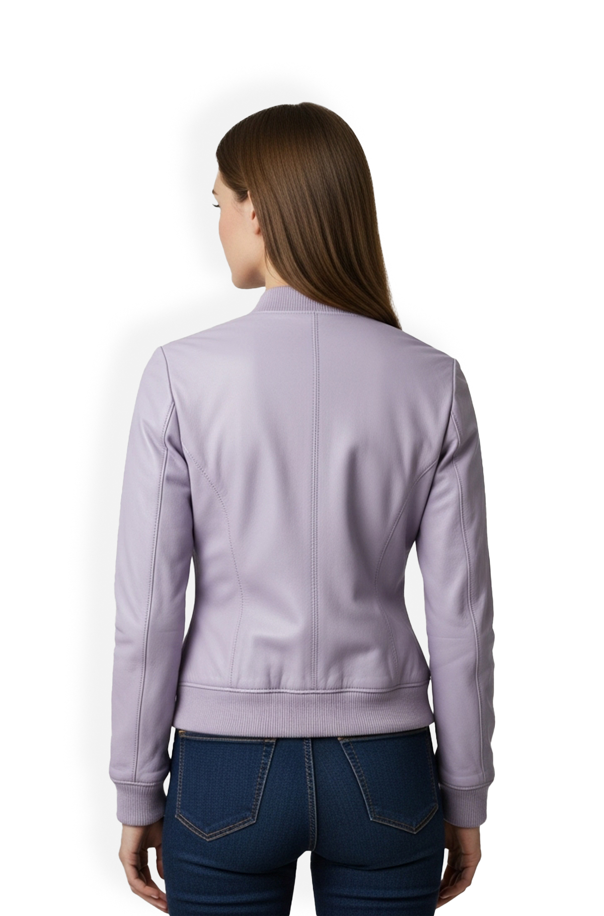 Lilac Leather Bomber Jacket