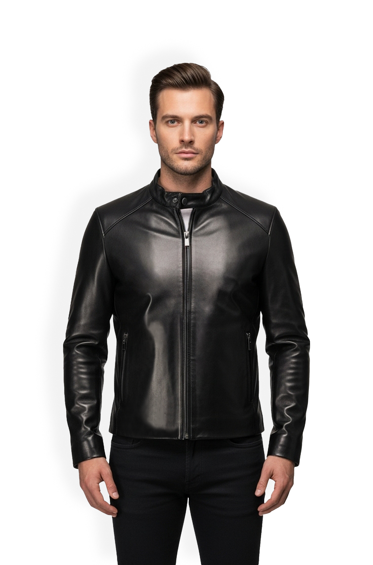 Matte Black Racer Leather Jacket