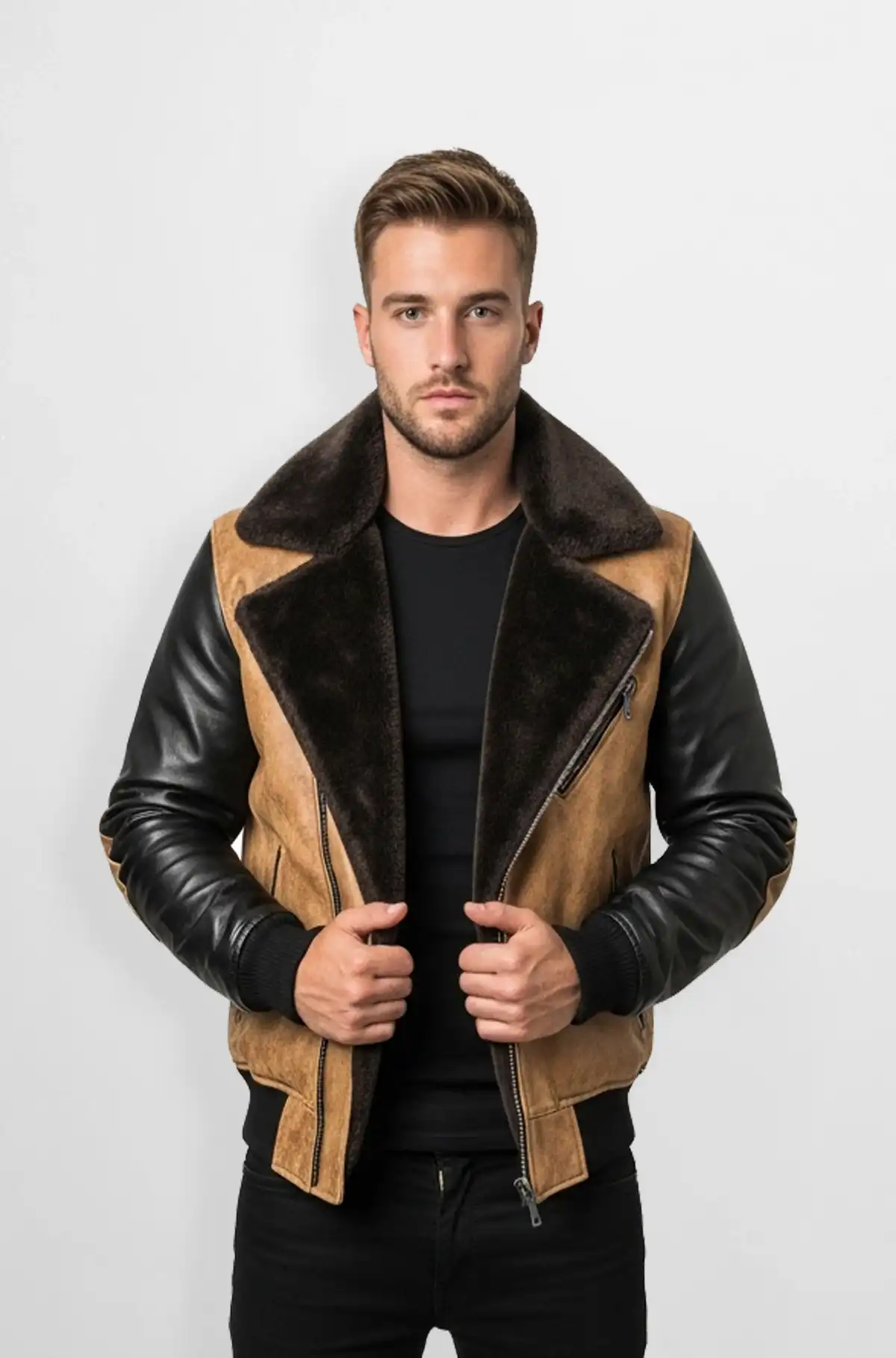 Maverick Shearling Bomber Leather Jacket