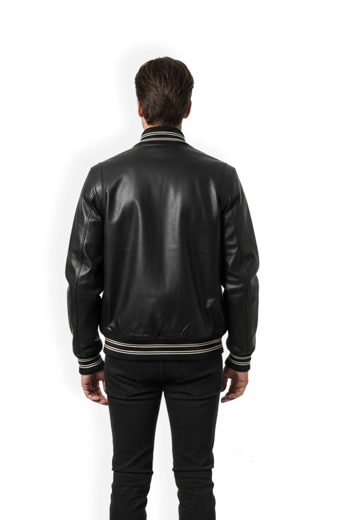 Men's Black Leather Varsity Jacket