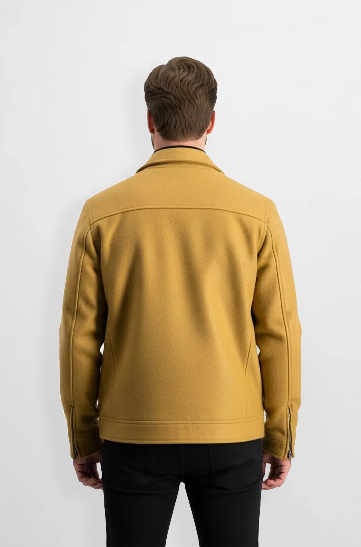 Men's Camel Gold Wool Bomber Jacket
