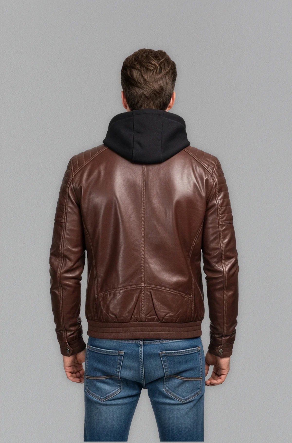 Men’s Dark Brown Bomber Leather Jacket