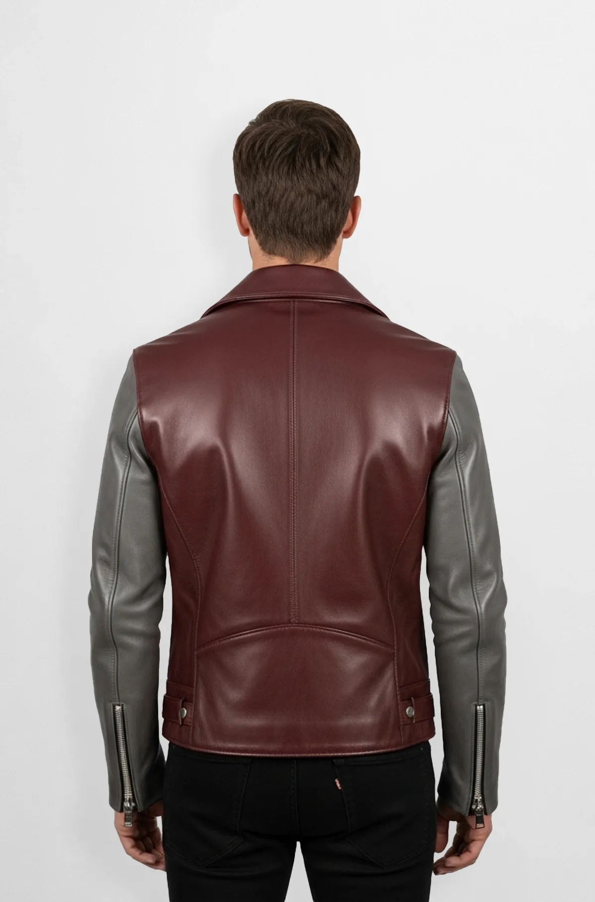 Men's Two-Tone Biker Leather Jacket