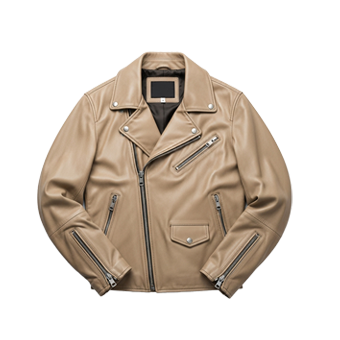 Mens Beige Biker Leather Jackets