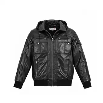 Mens Black Leather Jackets Hood