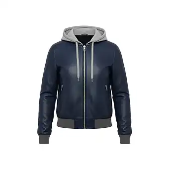 Mens Blue Hooded Bomber Jackets