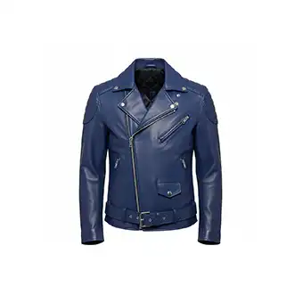 Mens Blue Leather Motorcycle Jackets