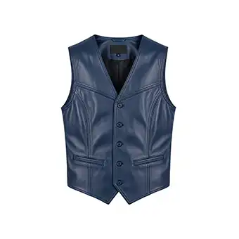 Mens Blue Leather Vests