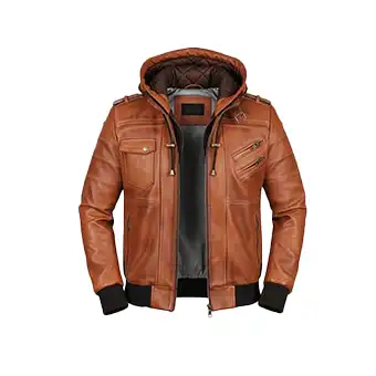 Mens Brown Leather Jackets Hood
