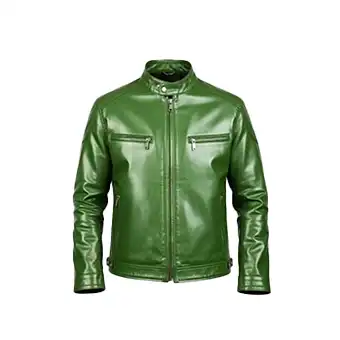 Mens Green Biker Leather Jackets