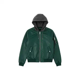 Mens Green Hooded Bomber Jackets
