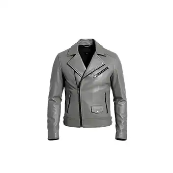 Mens Grey Biker Leather Jackets