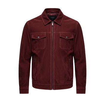 Mens Maroon Suede Jackets