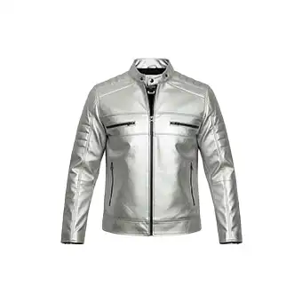 Mens Silver Cafe Racer Jackets