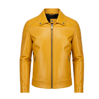 Mens Yellow Biker Leather Jackets