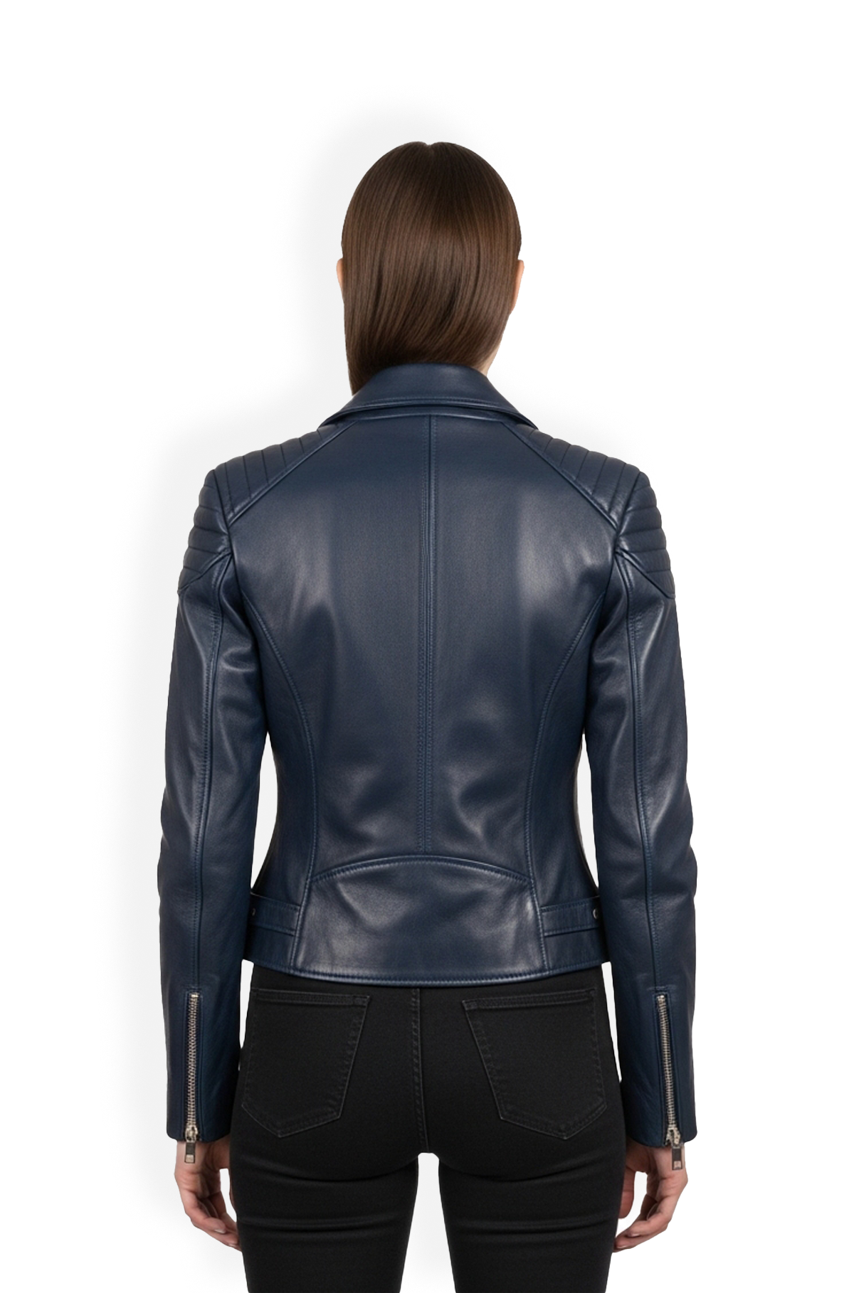 Midnight Motion Navy Blue Biker Leather Jacket