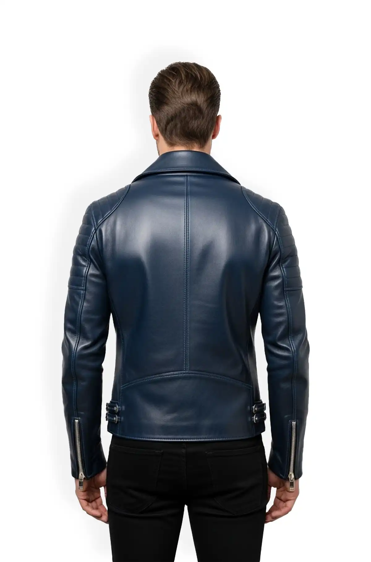 Midnight Rider Blue Biker Leather Jacket