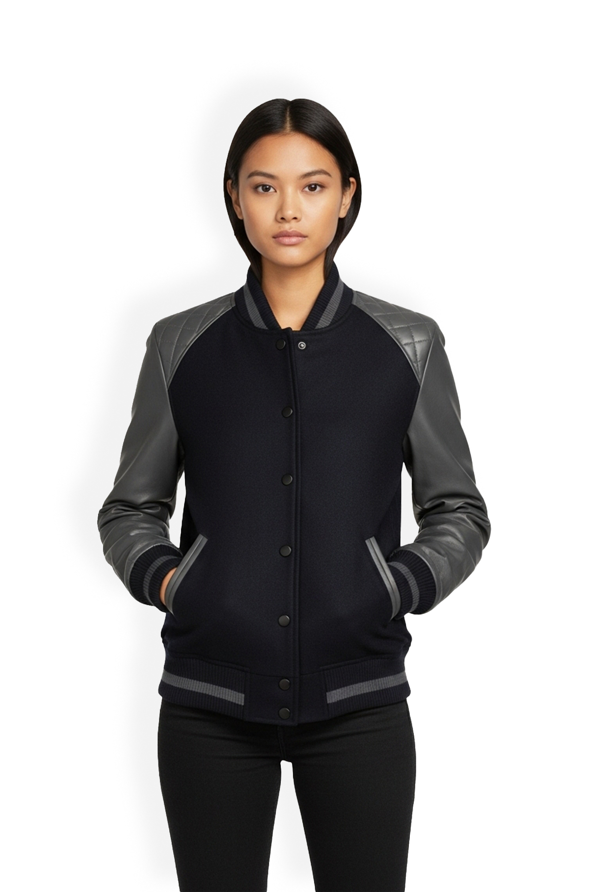 NightSlate Varsity Leather Jacket