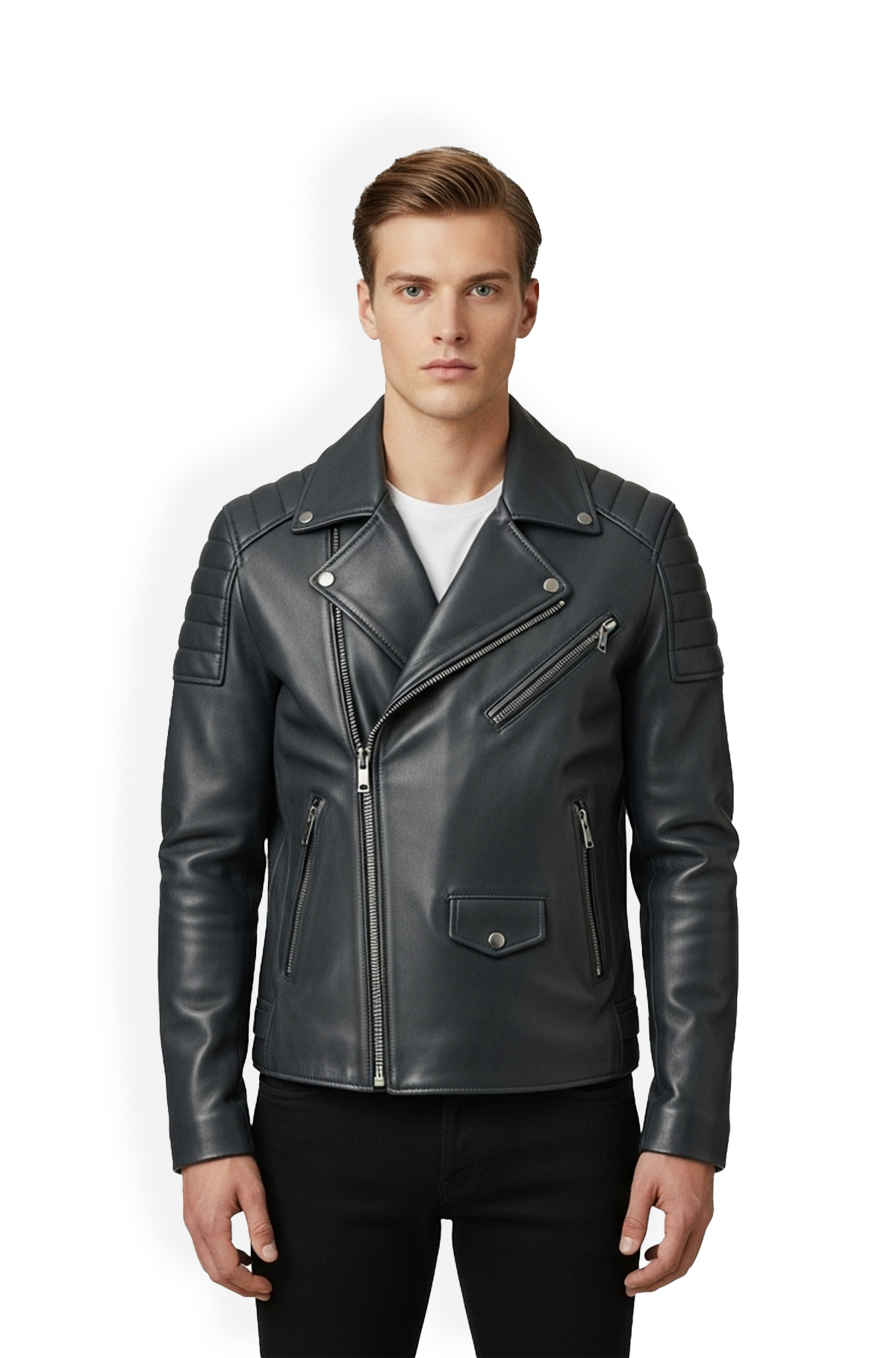 Nightride Charcoal Leather Biker Jacket