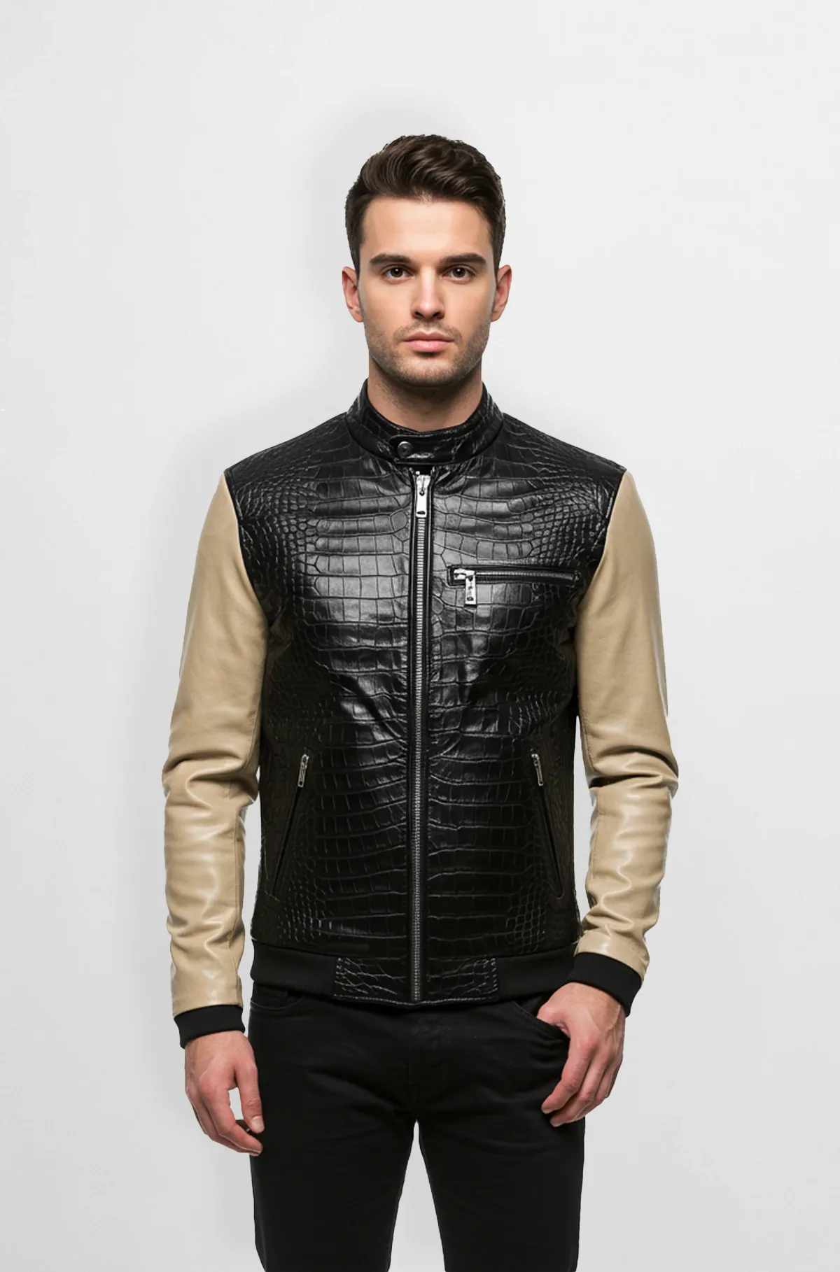 NoirEdge Crocodile Bomber Jacket