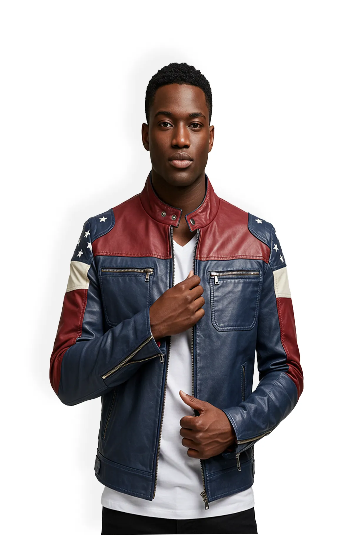 Patriotic Leather Racer Jacket