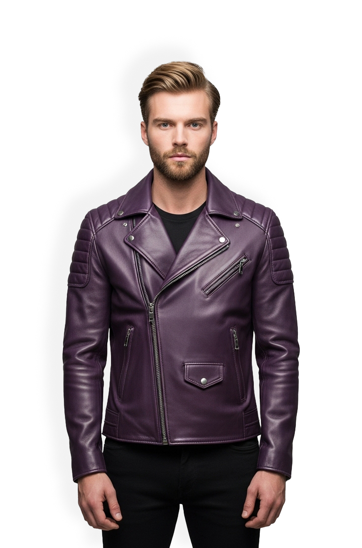Plum Purple Regal Rider Biker Leather Jacket