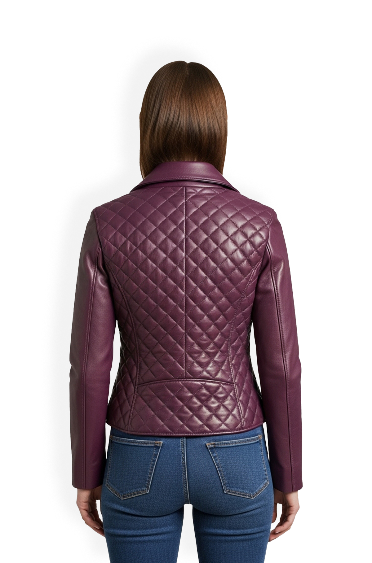 Plum Quilted Rebel Biker Leather Jacket