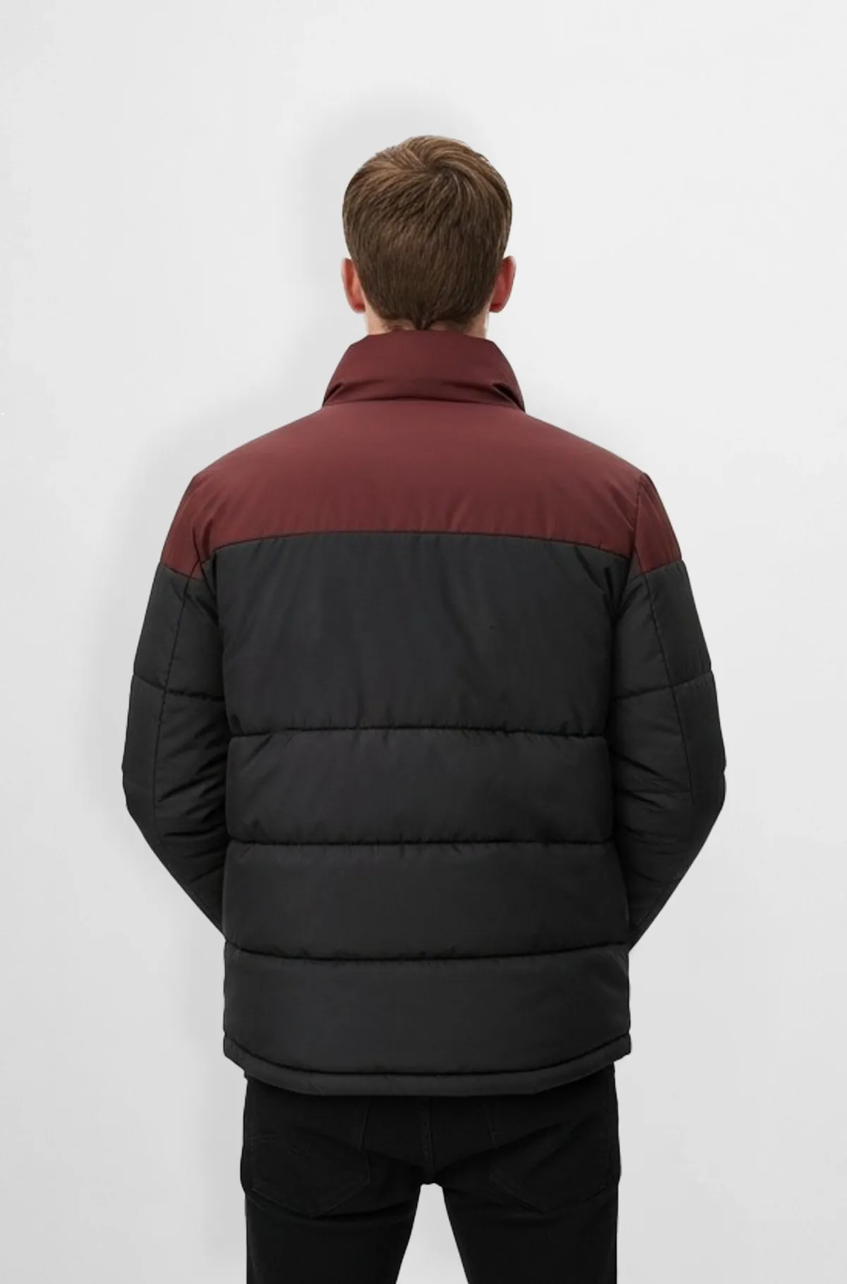Power Warm Black and Maroon puffer Jacket