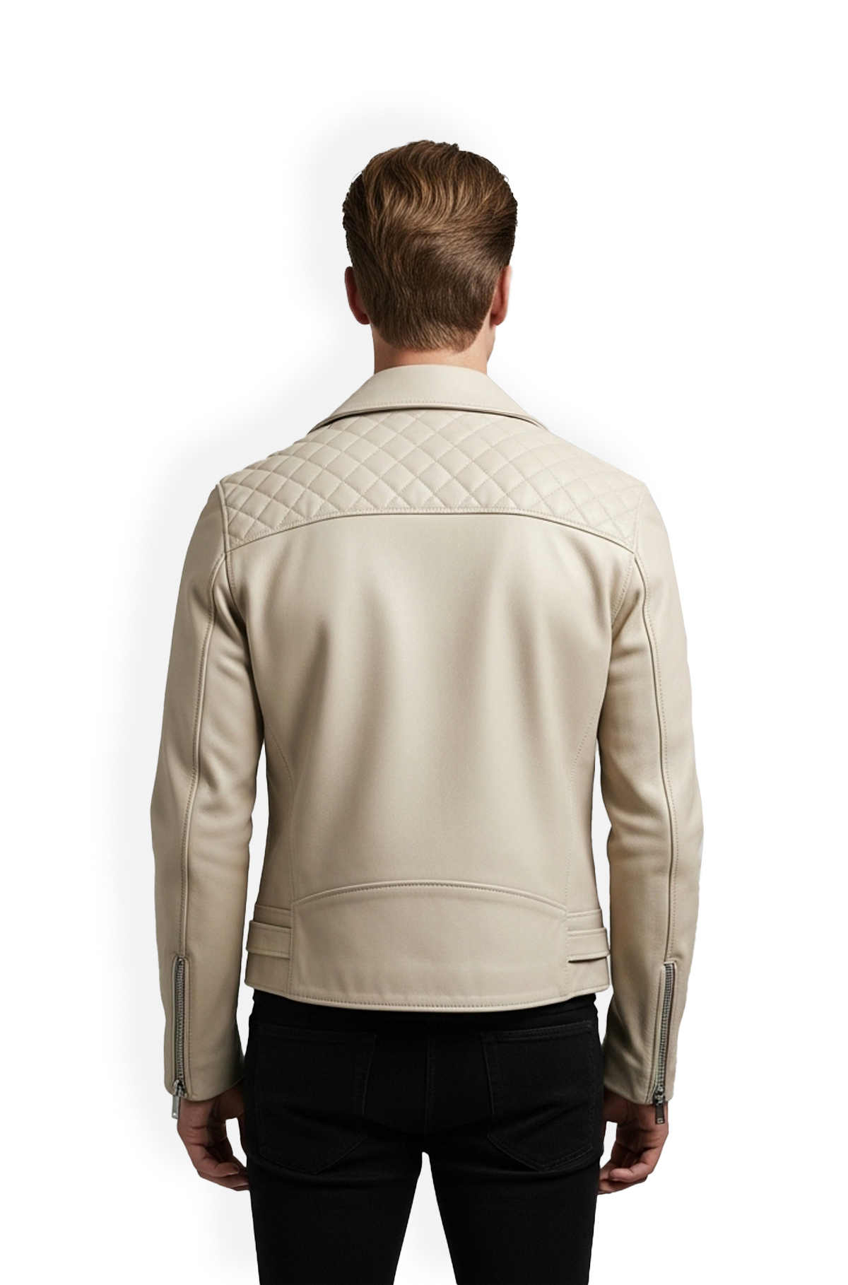 Premium Ivory Biker Leather Jacket