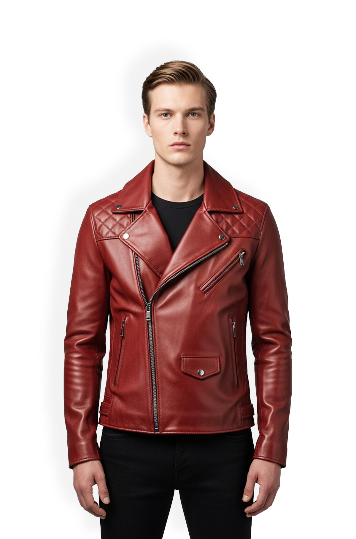 Red Crimson Quilted Rider Leather Jacket