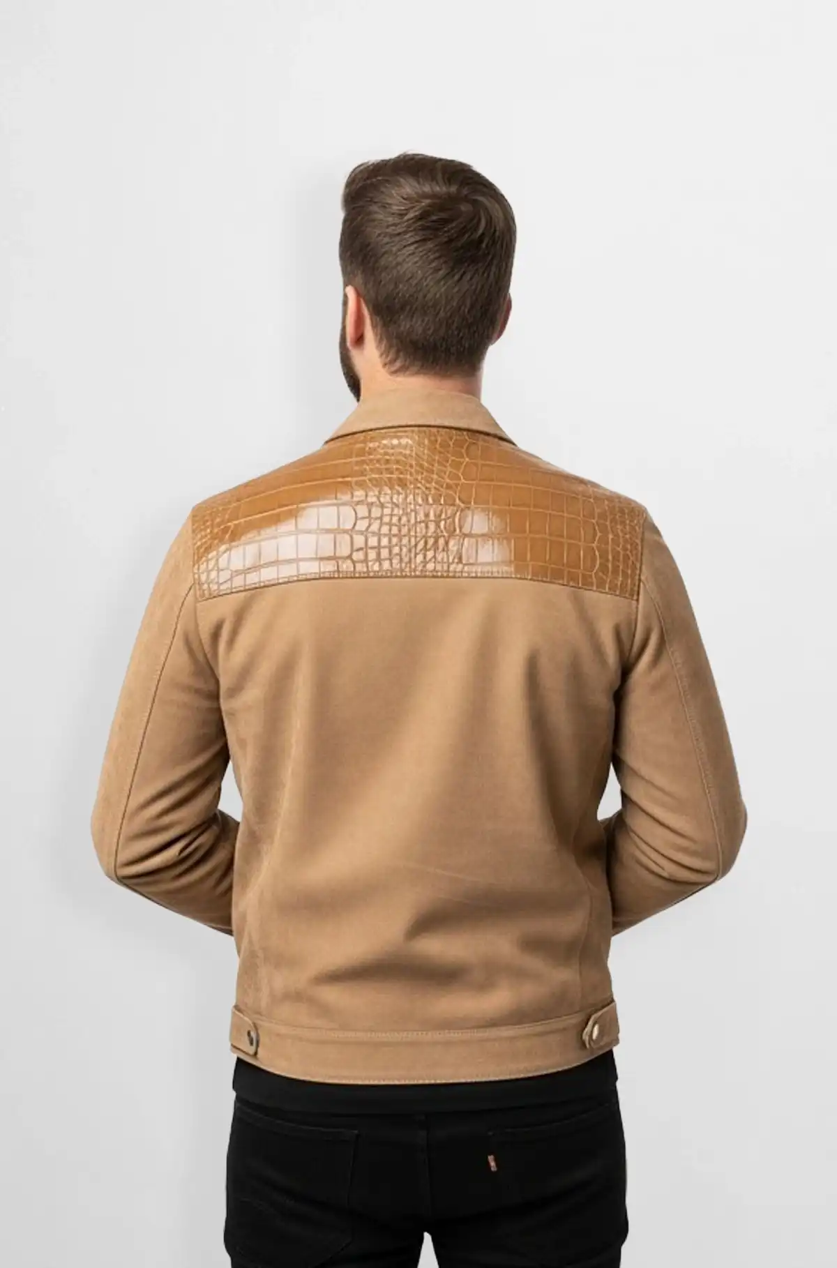 Rich Tan with Glossy Cognac Crocodile Panels