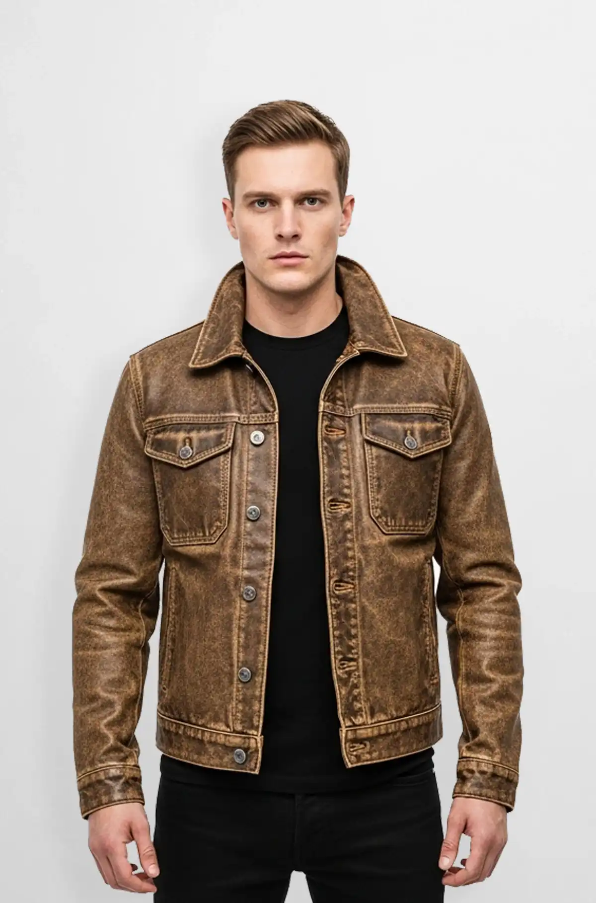 Rust Heritage Leather Trucker Jacket
