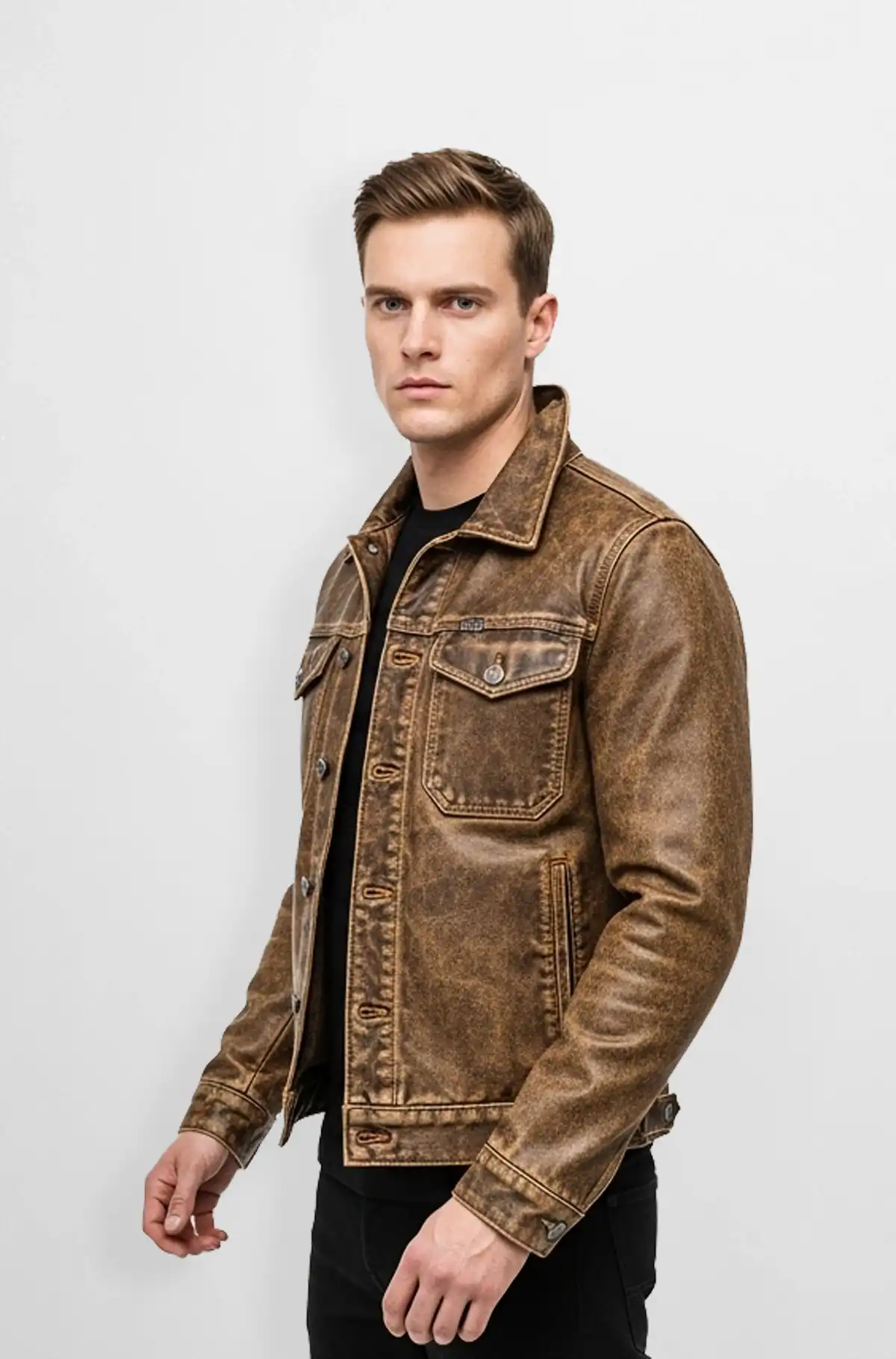 Rust Heritage Leather Trucker Jacket