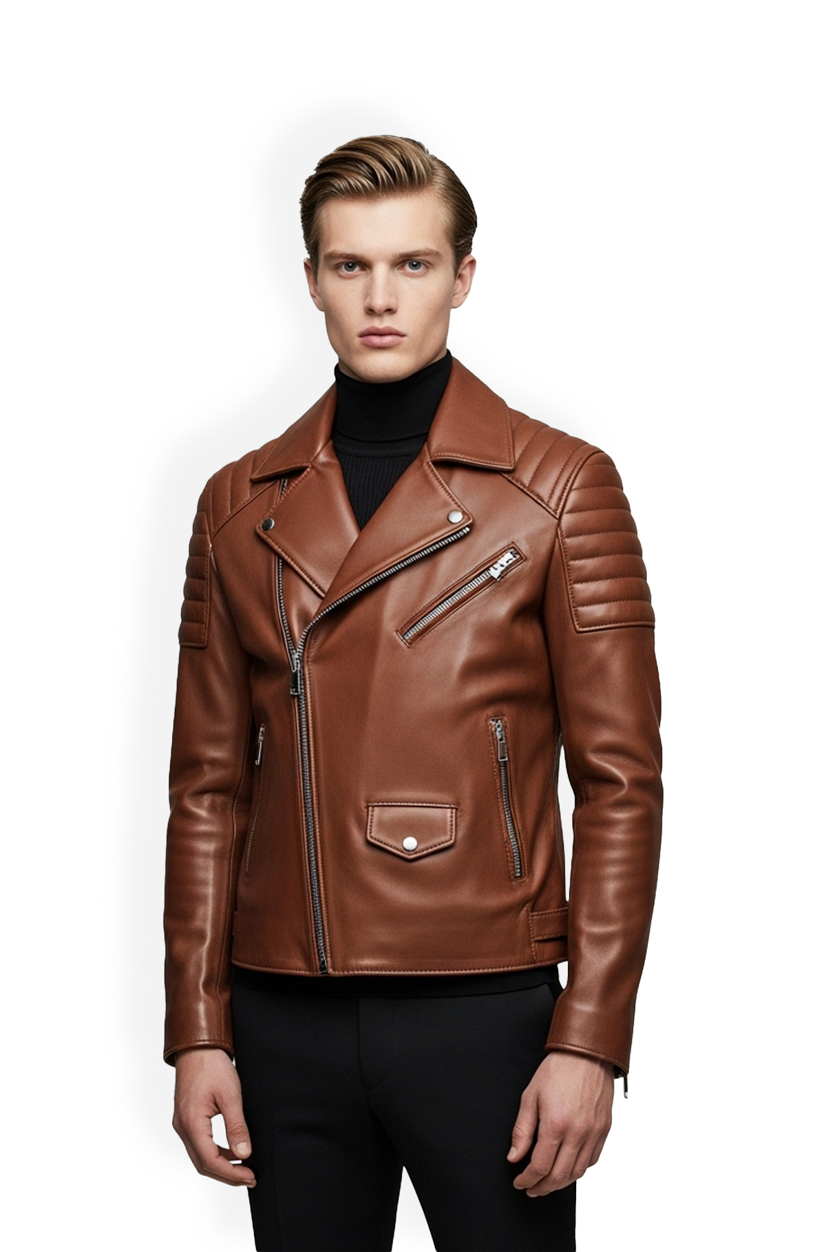 Saddle Edge Tan Biker Leather Jacket