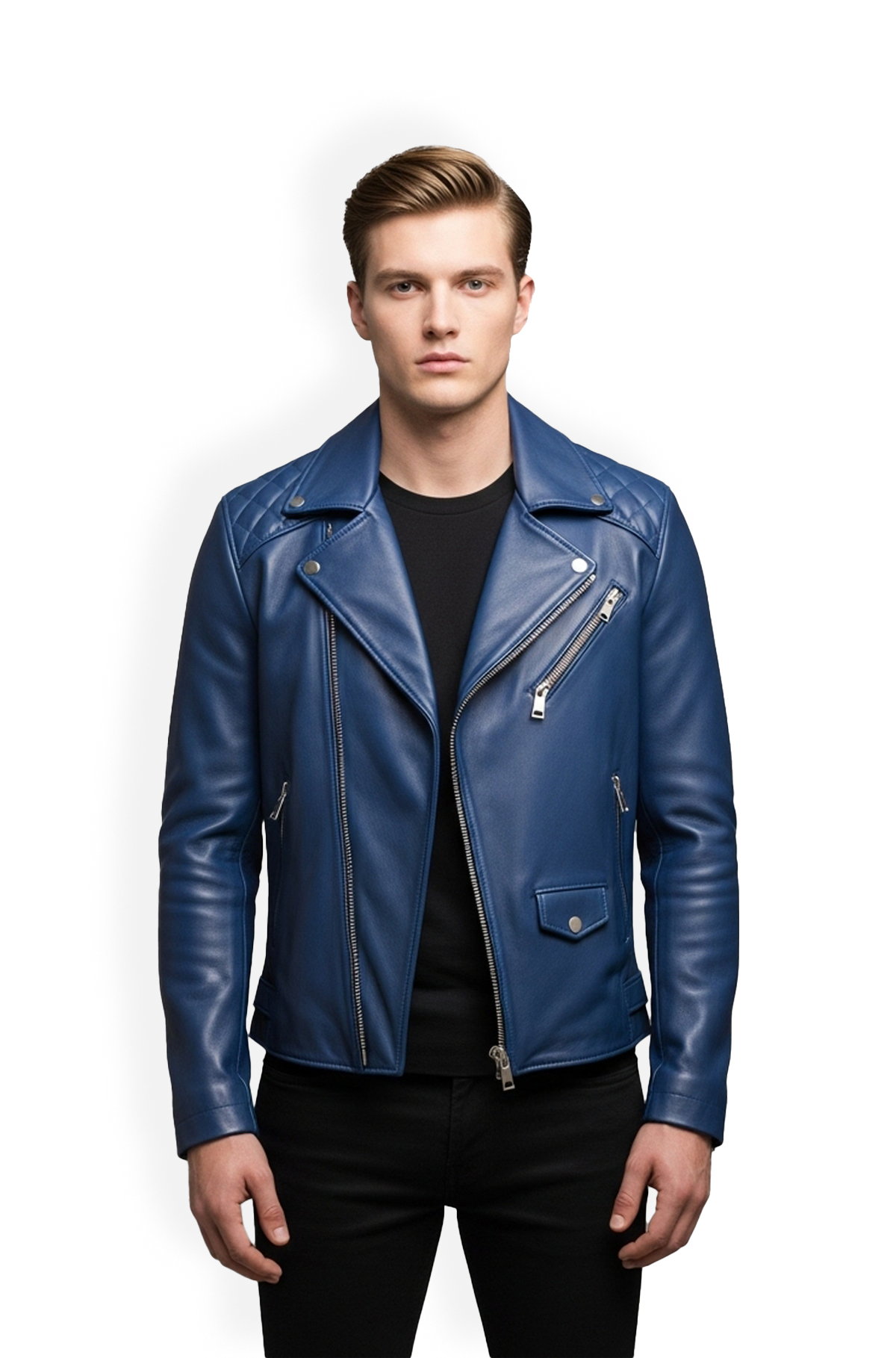 Sapphire Rider Quilted Biker Leather Jacket