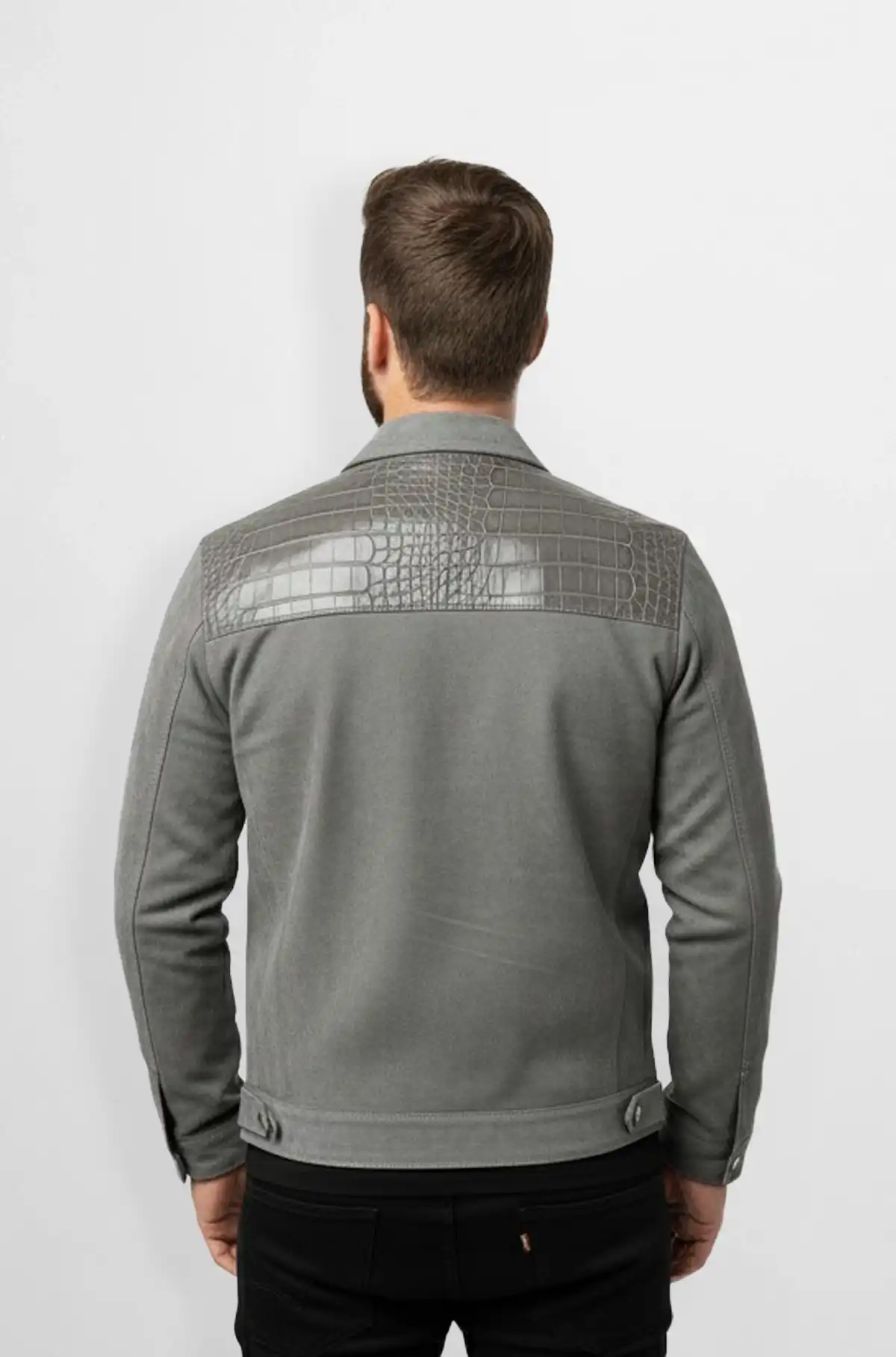 Shadow Caiman Grey Leather Jacket