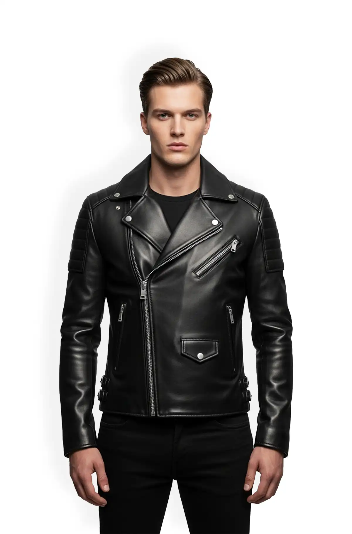 Shadow Rider Black Biker Leather Jacket