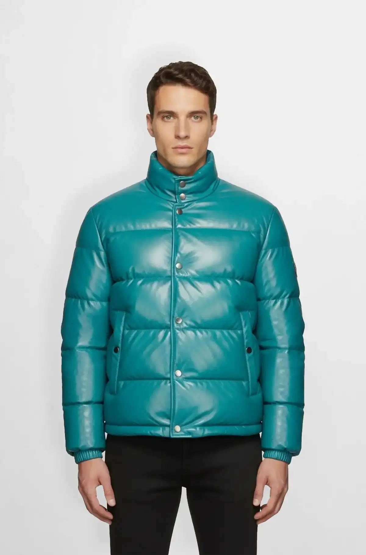 Slim and Fit Teal Premium Puffer Jacket