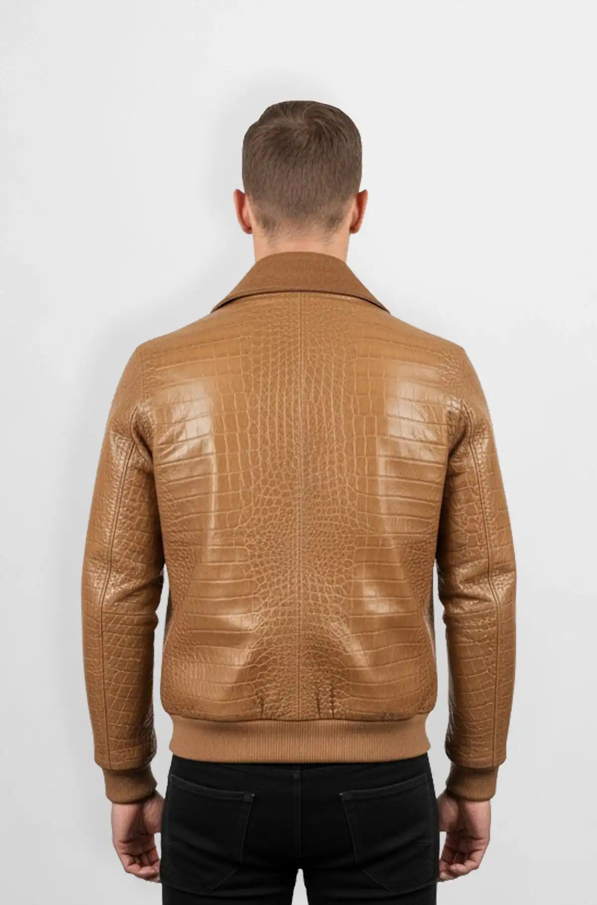 Tan Crocodile Suede Jacket